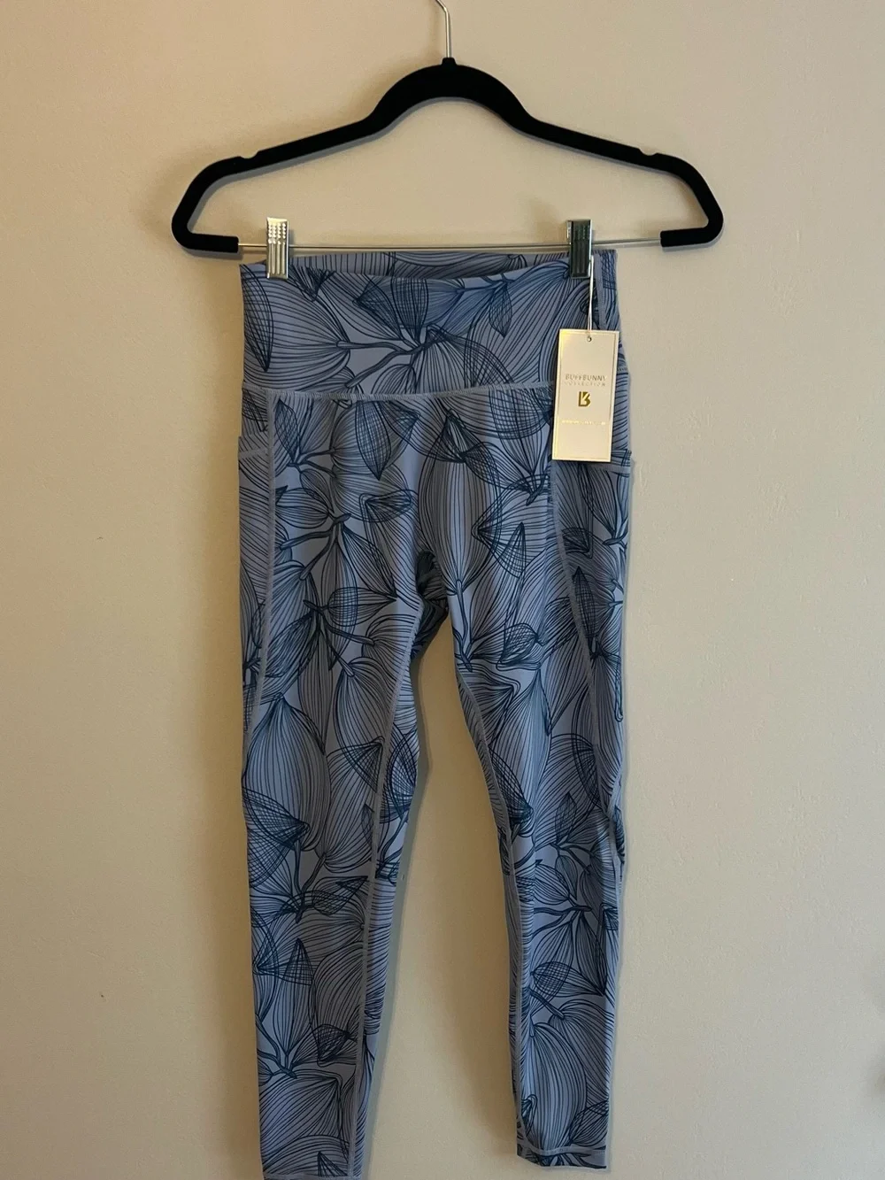BuffBunny Limitless Legging Citrus Blue Floral-Leaf Print Leggings